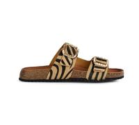 Geox Femme D New Brionia B C Sandales Plates, Lt Sand Black, 36 EU