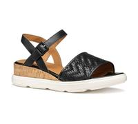 Geox Femme D Pisa B Sandale compensée, Black, 39.5 EU