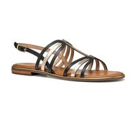 Geox Femme D Sozy Plus C Sandale à glissière, Black/Lt Gold, 38.5 EU