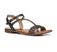Geox Femme D Sozy Plus D Sandale à glissière, Black/Gun, 37 EU