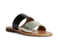 Geox Femme D Sozy S Sandales Plates, Black Lt Gold, 42 EU