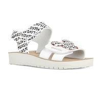 Geox Fille J Costarei Gi Sandal, White Black, 30 EU