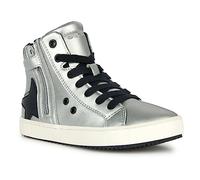 Geox Fille J Kalispera Girl Basket, Dk Silver Black, 24 EU