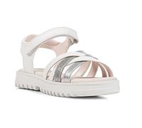 Geox Fille J Sandal Coralie Gir, Blanc Argent, 34 EU