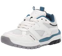 Geox Garçon J Tuono Boy C Sneakers, White/Petrol, 34 EU