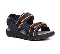 Geox Garçon Jr Sandal Strada A Sandales, Navy/Fluo Orange, 28 EU