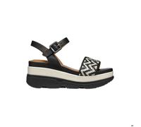 Geox Gardenia A - Sandales compensées femme cuir brillant noir, talon 7 cm 37 1/2
