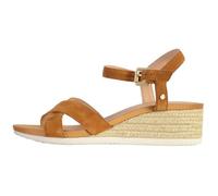 GEOX Ischia Corda - Sandales femme cuir velours bleu à bride, semelle compensée style espadrille 36
