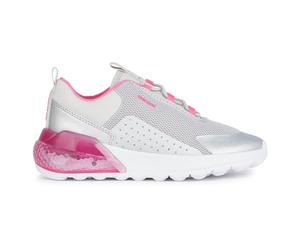 Geox J Activart Illuminus Baskets pour Femme, Silver Fluo Fuchsia, 37 EU