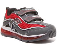 Geox J Android 2 Strap Hook & Loop Unisex Trainer En Gris Rouge Taille UK 1 - 13