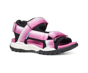Geox J Borealis Girl A Sandale, Fuchsia/Black, 37 EU