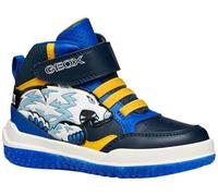 Geox J Buzzerlight Boy Basket, Bleu Marine/Jaune, 26 EU