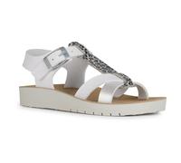 Geox Femme J Sandal Costarei Gi, Blanc/Argent, 37 EU