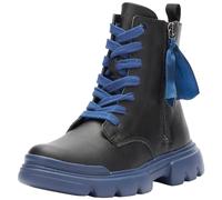 Geox J Junette Girl Bateau à Cheville, Noir/Bleu Marine, 35 EU