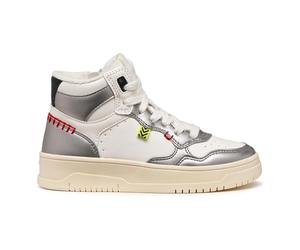 Geox J Lestrella Girl Basket, DK Silver White, 38 EU