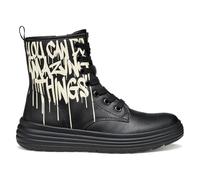 Geox J Phaolae Girl Bottines à la Cheville, Black Lt Ivoire, 32 EU