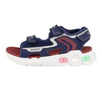 Geox J Sandal WROOM Boy, Bleu Marine/Rouge, 35 EU