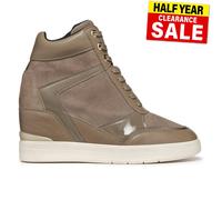 Geox Maurica Baskets Pour Femmes Wedge Plateforme Chic En Suède Mode Taupe
