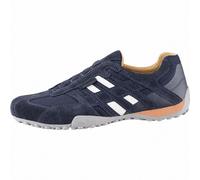 Geox mocassin sportif en cuir pour homme bleu marine, anti-choc, sans chrome, assise plantaire amovible