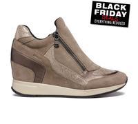 Geox Nydame Femmes Baskets Compensé Quotidien mi-Coupe Décontracté Cuir Taupe