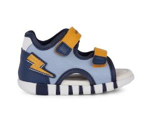 Geox Sandales B Iupidoo pour bébé garçon, Lt Navy Yellow, 3 UK Child