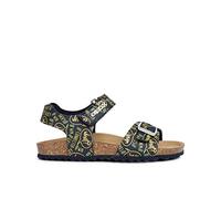 Geox Sandales J Ghita Boy B pour garçon, Bleu marine/jaune fluo, 29 EU