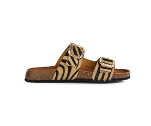 Geox Sandales plates D New Brionia B C pour fille, Lt Sand Black, 40 EU