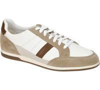 Geox U Renan Fermeture éclair d'un côté Baskets plates en daim pour hommes Marron blanc - 8 Royaume-Uni - 42 EU - 9 US / Blanc-marron