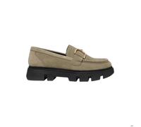 Geox Vilde H - Mocassins femme en cuir velours vert mousse, semelle chunky respirante 37