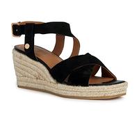 Geox Women's D Panarea Espadrille Wedge Sandal, Noir, 41 EU