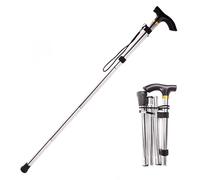 Geoyien Baton de Marche Pliable Telescopique, Canne de Marche, 1 Pièce Canne Pliante, Réglable en Hauteur, Anti-Dérapant, Aide à la Mobilité, pour Alpinisme, Randonnée, Seniors (Rouge) (Argenté)