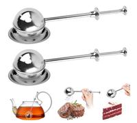 Geoyien Infuseur Thé, Boule à Thé Originale, Pince Cuillère à Thé, 2 Pièces Filtre à Thé + Deux Soucoupes Rondes, Poignée à Pression, Réutilisable, pour Thé, Sucre, Farine, Épices, Cacao en Poudre