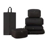 Geoyien Organisateur Valise, 6 Pièces Rangement Valise, Ensemble de Compression de Cubes Demballage de Voyage, Sacs Demballage Dorganisateur de Voyage Etanche, Noir