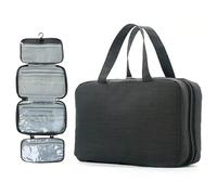Geoyien Trousse de Toilette, Trousse de Toilette Femme, Grand sac de Voyage Pliable avec 4 Compartiments, Sac de Toilette Etanche pour Les Vacances et la Salle de Bain, pour le Maquillage et la Douche