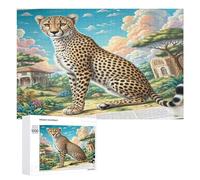 Gépard d'Afrique de l'est Puzzle 1000 Pièces Jeu D'Intelligence 3D Pet Mignon Animals Jouet Qualité Supérieure pour Famille Divertissement Créatif Cadeau De Fête Décoration 1000 PCS