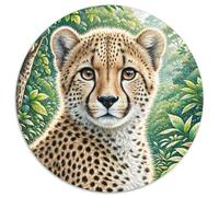 Gépard d'Afrique de l'est Puzzle Rond De 1000 Pièces pour Adultes Good Friend Partner Léopard Filles Encastrement Qualité Supérieure Impossible Difficile Entertainment Artist' Art