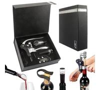 GEPAS Tire-Bouchon, Ouvre-Bouteilles Levier avec Coffret Cadeaux, Ensembles d'accessoires pour Vin avec Décapsuleur, Coupe-Capsule, Bouchon de vin Faburo-Argenté