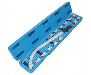 GEPCO Jeu de clés pour galet tendeur 13 pièces | Torx profil E E10-E18 & 12 pans 12-19 mm | Ensemble d'outils de serrage pour courroies trapézoïdales avec levier long & poignée antidérapante | Outil