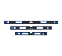 GEPCO Lot de 3 niveaux à bulle professionnels en aluminium avec 3 fioles 60 + 80 + 120 cm
