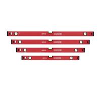 GEPCO Lot de 4 niveaux à bulle professionnels 60 + 80 + 100 + 120 cm en aluminium 1,2 mm Balance de mesure 3 fioles Tolérance de mesure : 0,5 mm/m