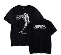 GEPLUM Sofia Isella The Dog T-Shirt 2D Imprimé Coton Manches Courtes Hommes Et Femmes Mode Col Rond T-Shirt XXS-4XL-Black||l