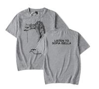 GEPLUM Sofia Isella The Dog T-Shirt 2D Imprimé Coton Manches Courtes Hommes Et Femmes Mode Col Rond T-Shirt XXS-4XL-Grey||l