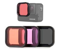 GEPULY Lot de 3 filtres d'objectif d'appareil photo pour GoPro Hero 5/6/7 Noir/Hero (2018) Comprend un filtre ND8, rouge clair et magenta - Peut être utilisé directement sur l'objectif de l'appareil