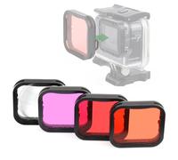 GEPULY Lot de 4 filtres de plongée sous-marins pour GoPro Hero 5 6 7 Black Hero 2018 Boîtier étanche en rouge, tuba, magenta et 5 filtres HD pour correction des couleurs