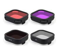 GEPULY Lot de 4 filtres d'objectif d'appareil photo pour GoPro Hero 12/11/10/9 Noir : CPL, ND16, rouge, magenta filtres, matière plastique, couleurs CPL/ND16/rouge/magenta
