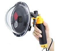 GEPULY Port dôme pour GoPro Hero 8 Noir, Objectif dôme avec boîtier étanche, déclencheur, poignée Flottante, Filtre Rouge commutable intégré et Filtre Macro 10x
