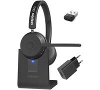 GEQUDIO GB-2 Casque avec microphone Bluetooth | Casque sans fil | Réduction passive du bruit | Connectez 2 appareils simultanément (téléphone portable, PC, ordinateur portable) | Sans fil (avec