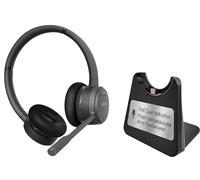 GEQUDIO GC-4 [Premium Edition avec ANC & ENC] Casque DECT & Bluetooth pour AVM FritzBox avec socle de charge - Commande d'appel FritzFon sans fil - Casque stéréo 2 oreilles pour PC et smartphone