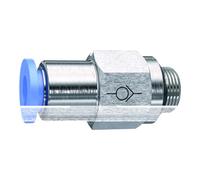 Ger. Clapet anti-retour "Blue Serie" - Poids : Pour Schl., G 1/4 a, pour un diamètre extérieur de 6 mm, pour une utilisation sur le plan de travail. Charge maximale : 10 bars, plastique/MS vern.