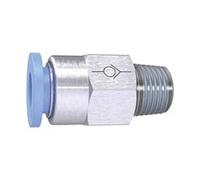 Ger. Clapet anti-retour "Blue Serie" - Poids : Pour Schl., R 1/2 a, pour un diamètre extérieur de 10 mm, pour une utilisation sur le plan de travail. Charge maximale : 10 bars, plastique/MS vern.